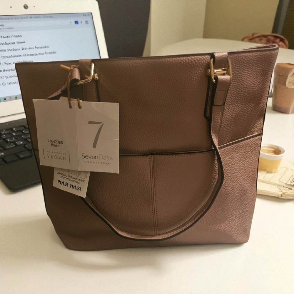 Seven Days Vegan Leather Blush Tote Bag NWT